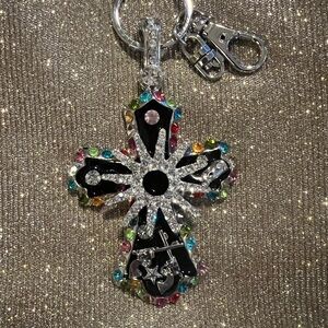 Colorful Crystal Cross Keychain